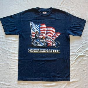 Vintage 90s Biker shirt “American Steel”.